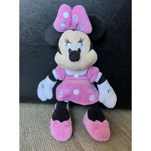 Disney MINNIE MOUSE 10” Plush-Pink Polka Dot Dress & Bow Great Condition